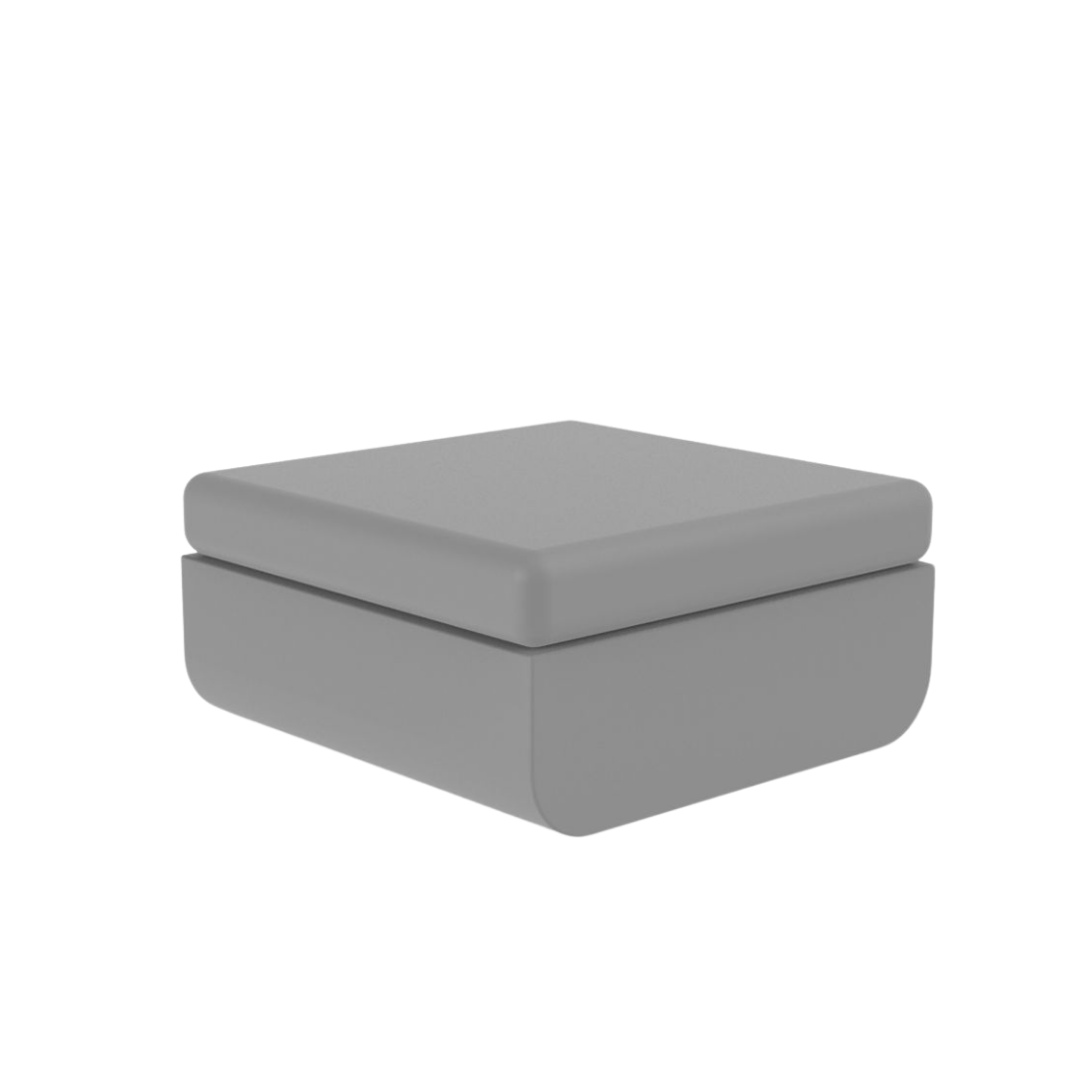 Vondom Ulm outdoor ottoman in Gray, angled view