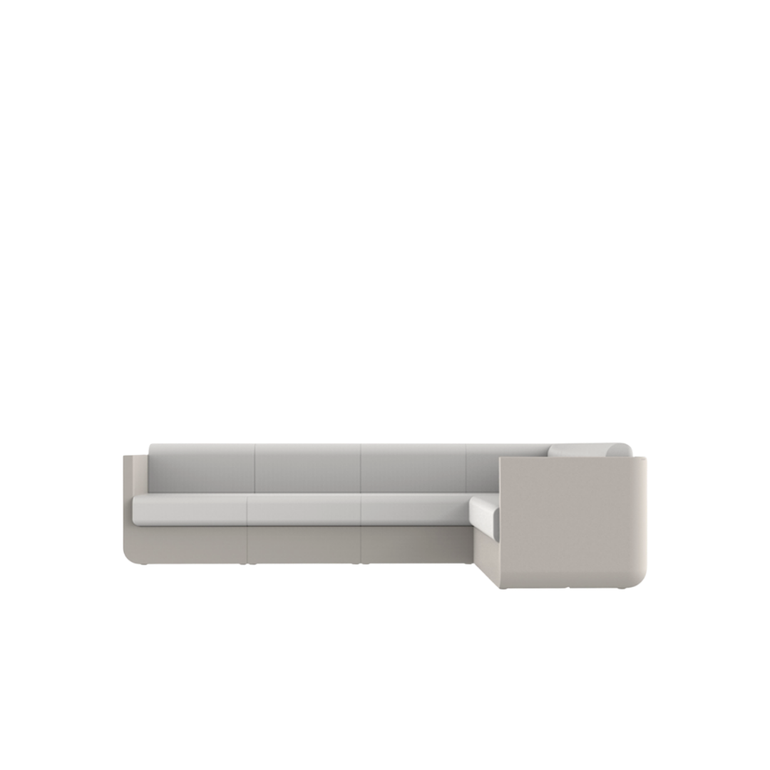 Vondom Ulm L-shaped modular outdoor sofa in White, front view