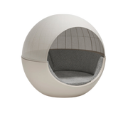 Vondom Ulm Moon spherical outdoor daybed with fabric sunroof in Ecru, angled view