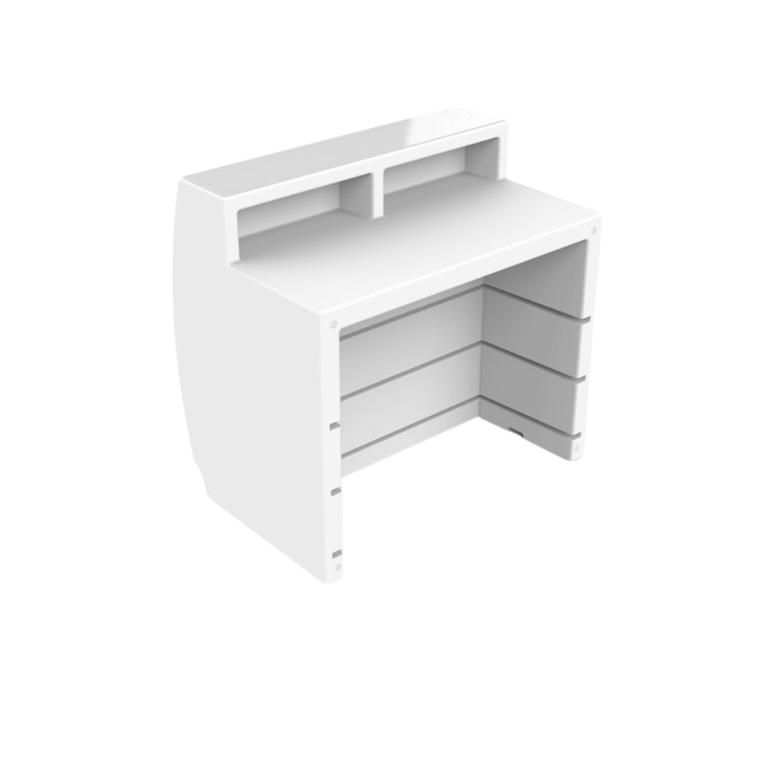 Vondom Fiesta outdoor bar counter in white – rear view of internal shelving