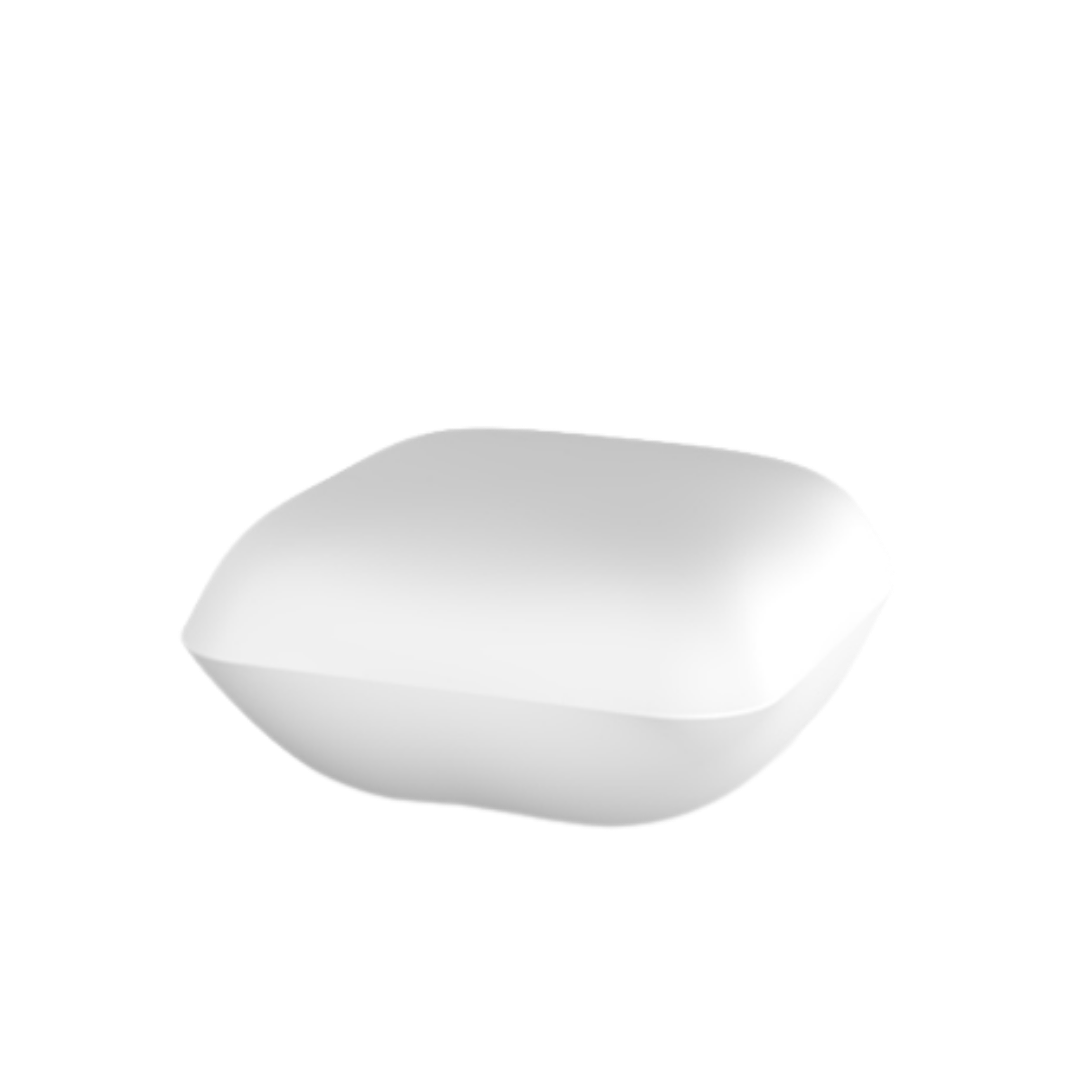 Vondom Pillow sculptural outdoor ottoman in White, angled view