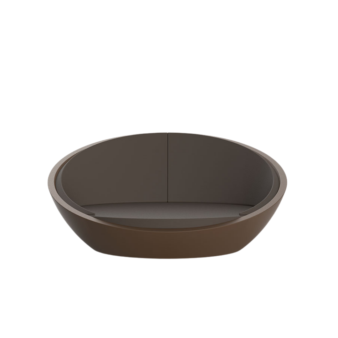 Vondom Ulm round outdoor daybed in Dark Brown, front view