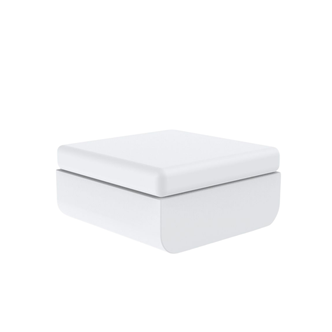 Vondom Ulm outdoor ottoman in White, angled view
