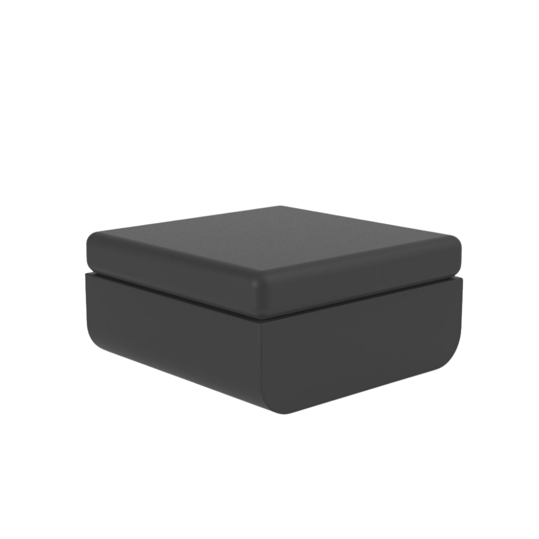 Vondom Ulm outdoor ottoman in Black, angled view