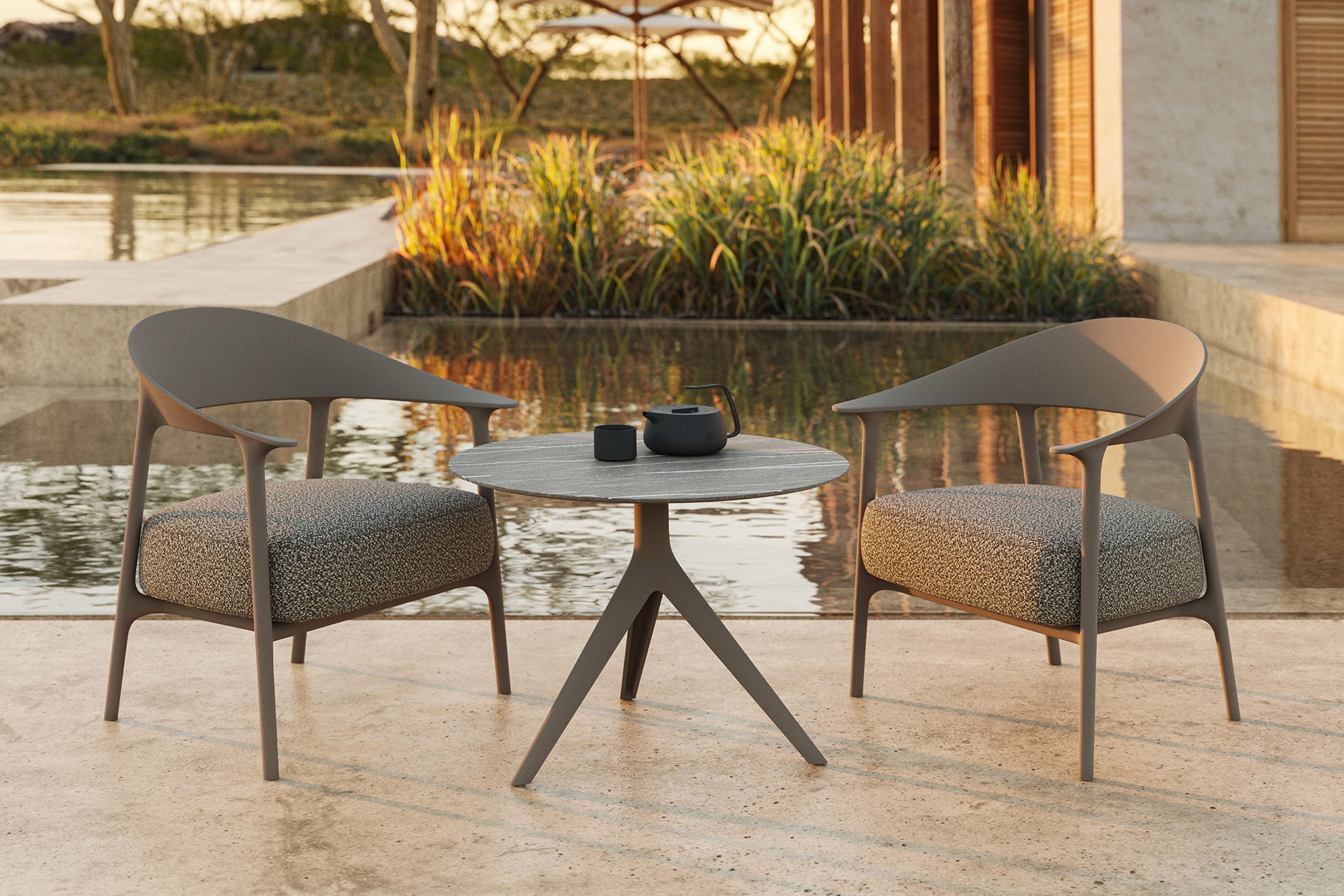 Africa low upholstered armchair - set of 2